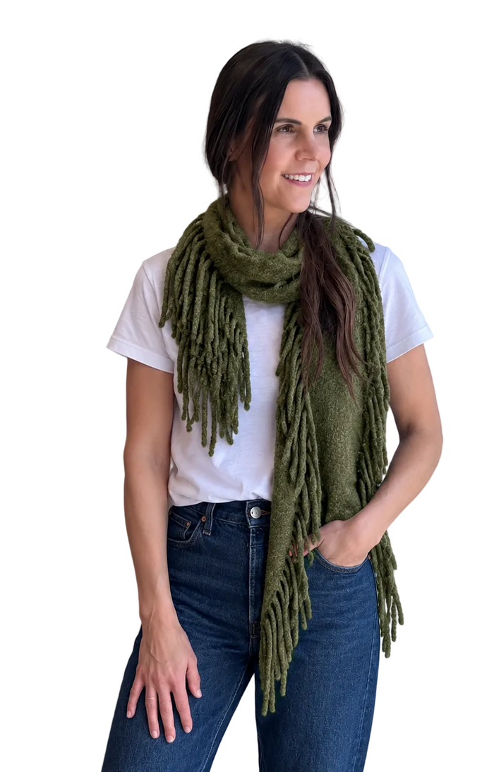 The Fringe Scarf in Olive