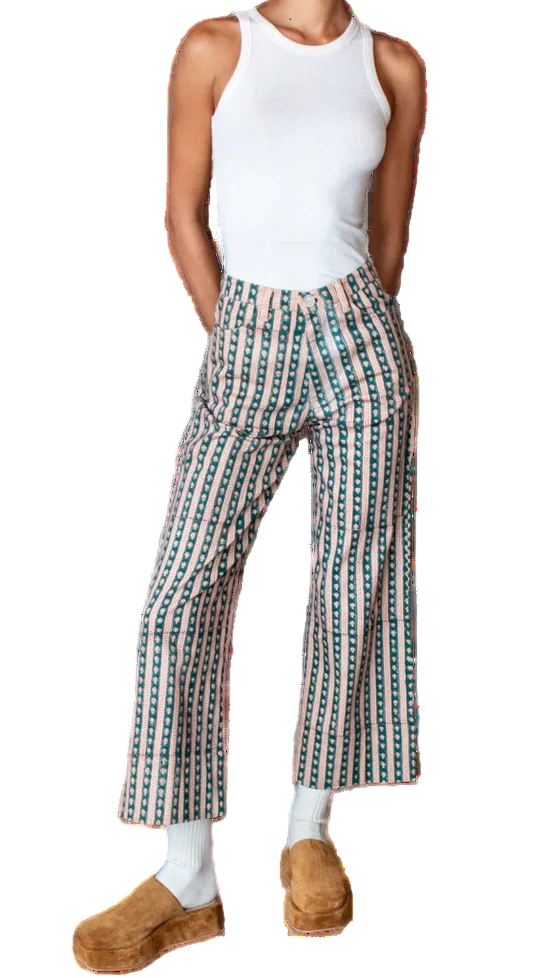 Everyday Pant in Vintage Floral Stripe Pine
