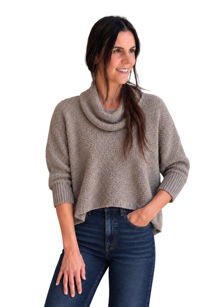 Criss Cross Stitch Ezra Sweater in Taupe