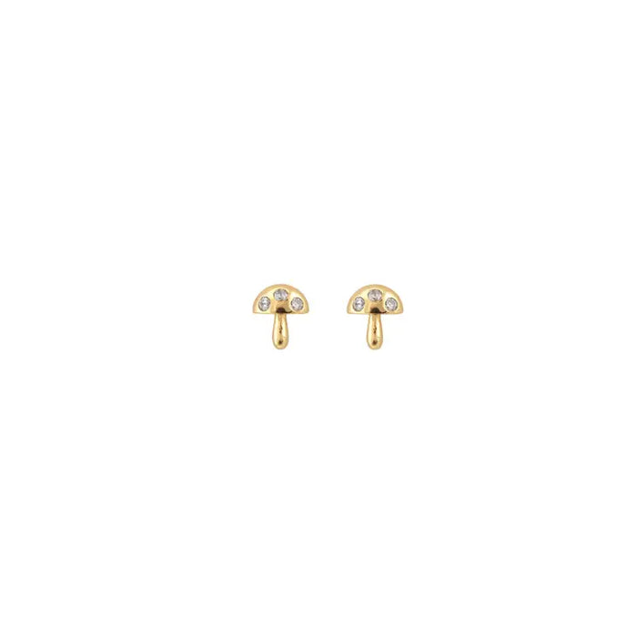Tiny Mushroom Studs in Gold