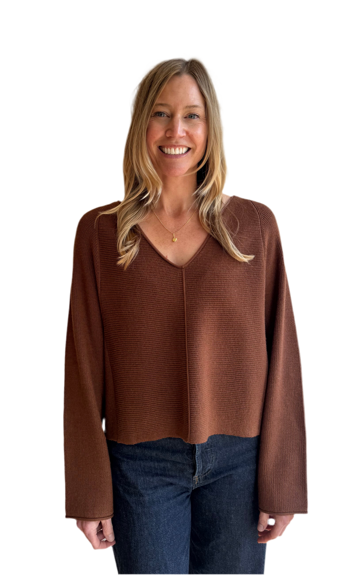 Brown Mia V Sweater