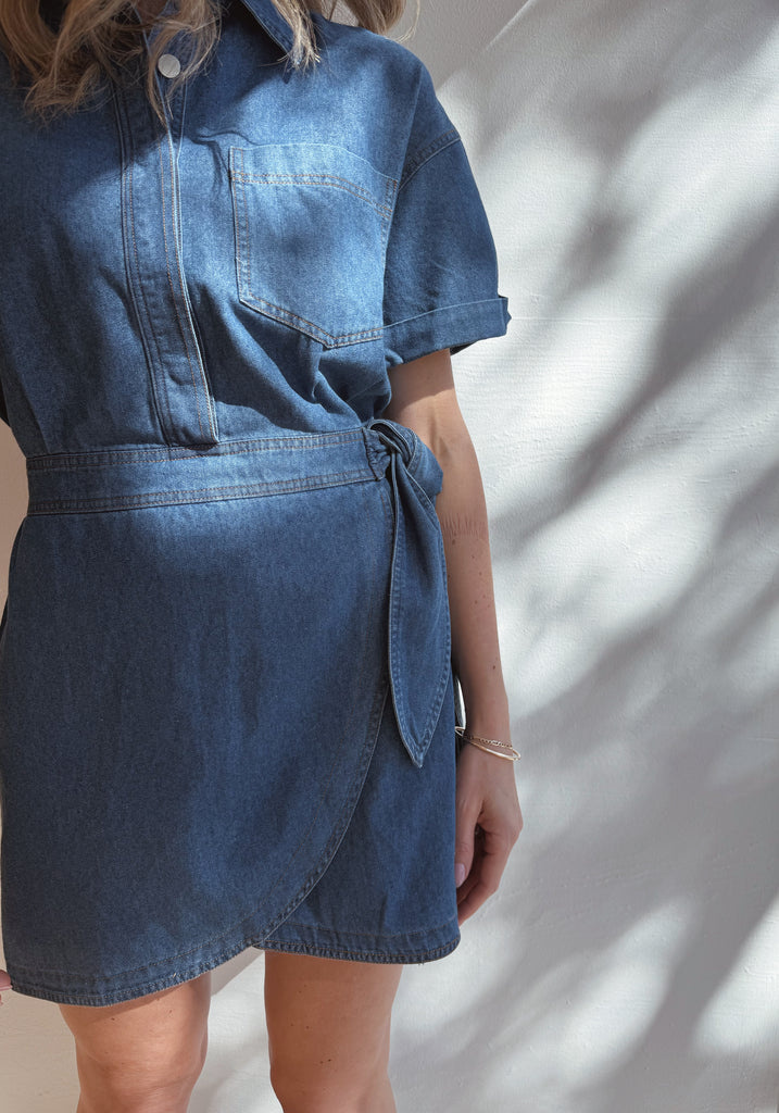 Denim wrap mini MAIZEY dress