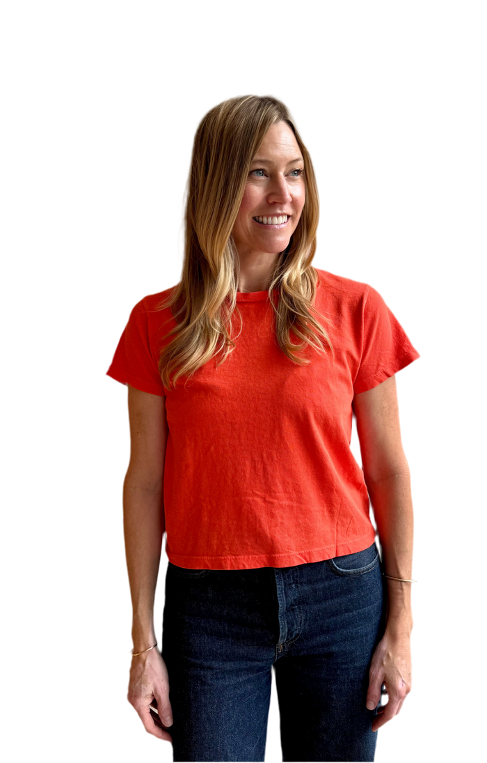 Ojai Cropped Tee in Poppy