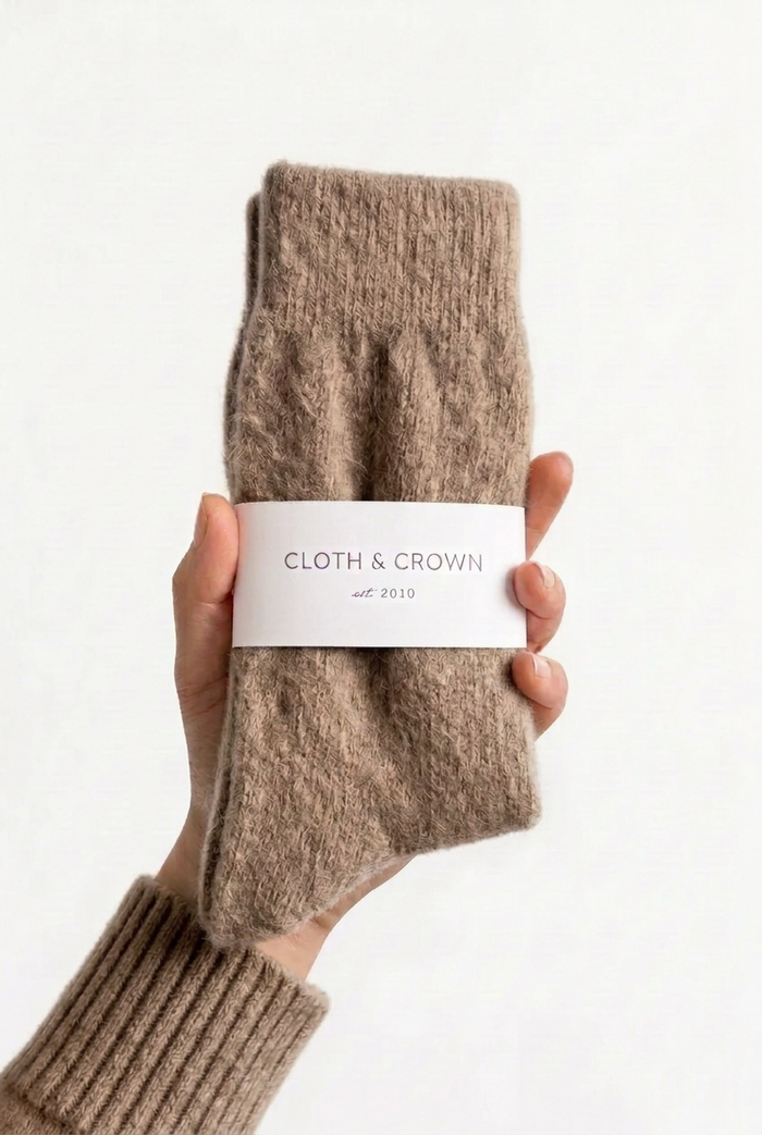 Fluffy Angora Socks in mushroom