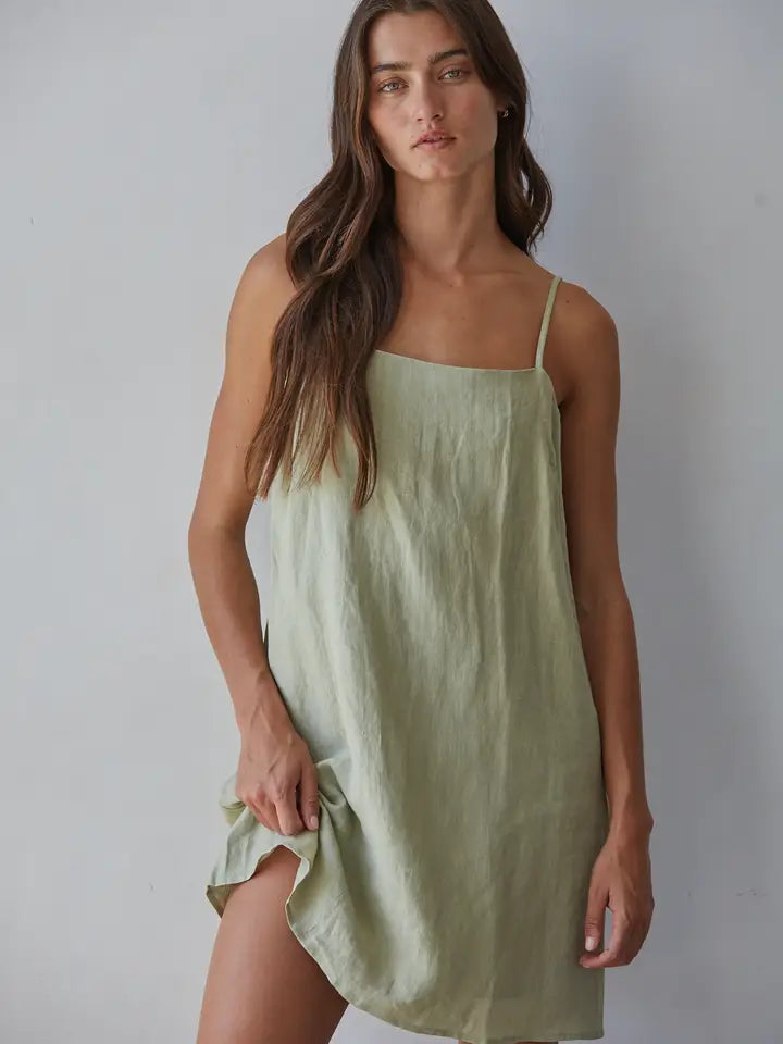 Belle Woven Linen Mini Dress