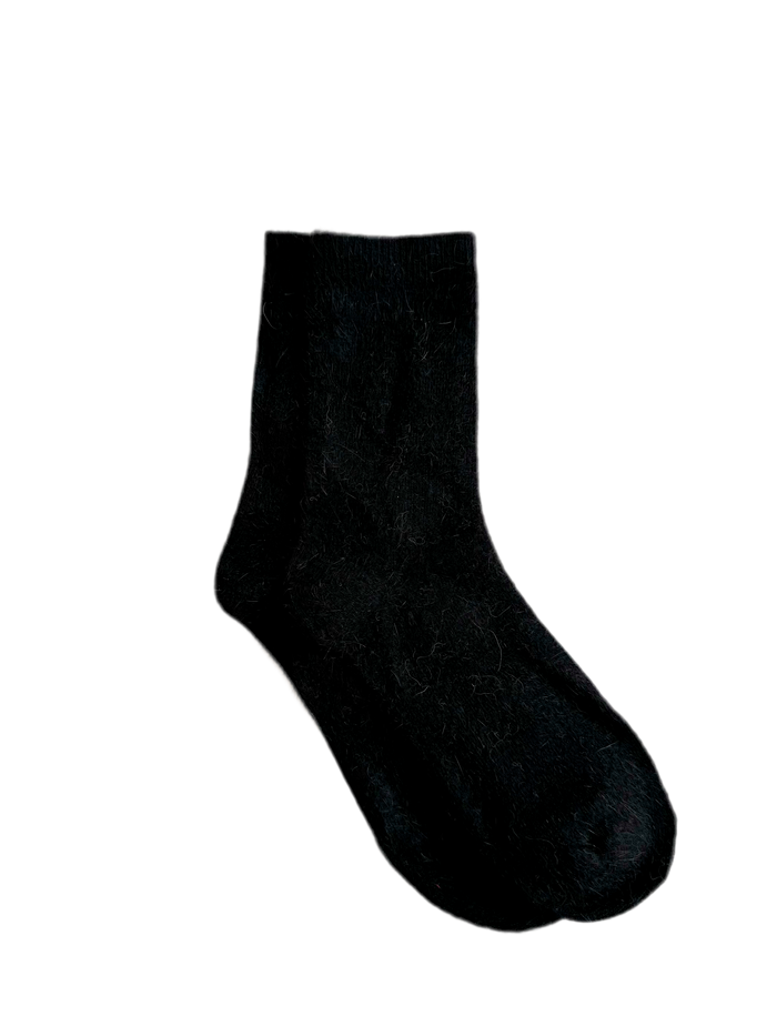 Angora fluffy socks in black