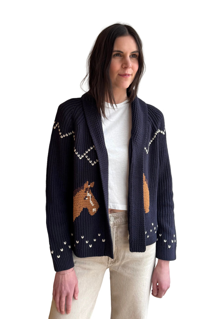 Horse Lodge Cardigan In Navy