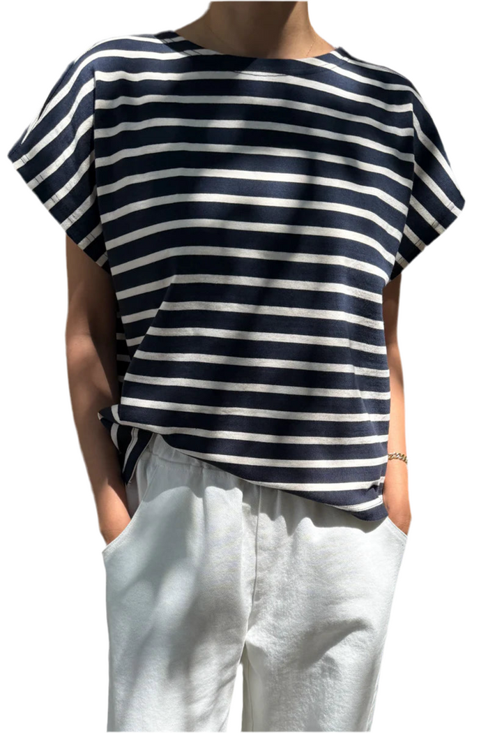 The Manon tee in navy/white stripe