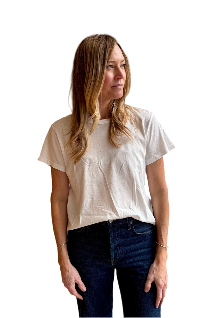 Ojai Cropped Tee in Washed White