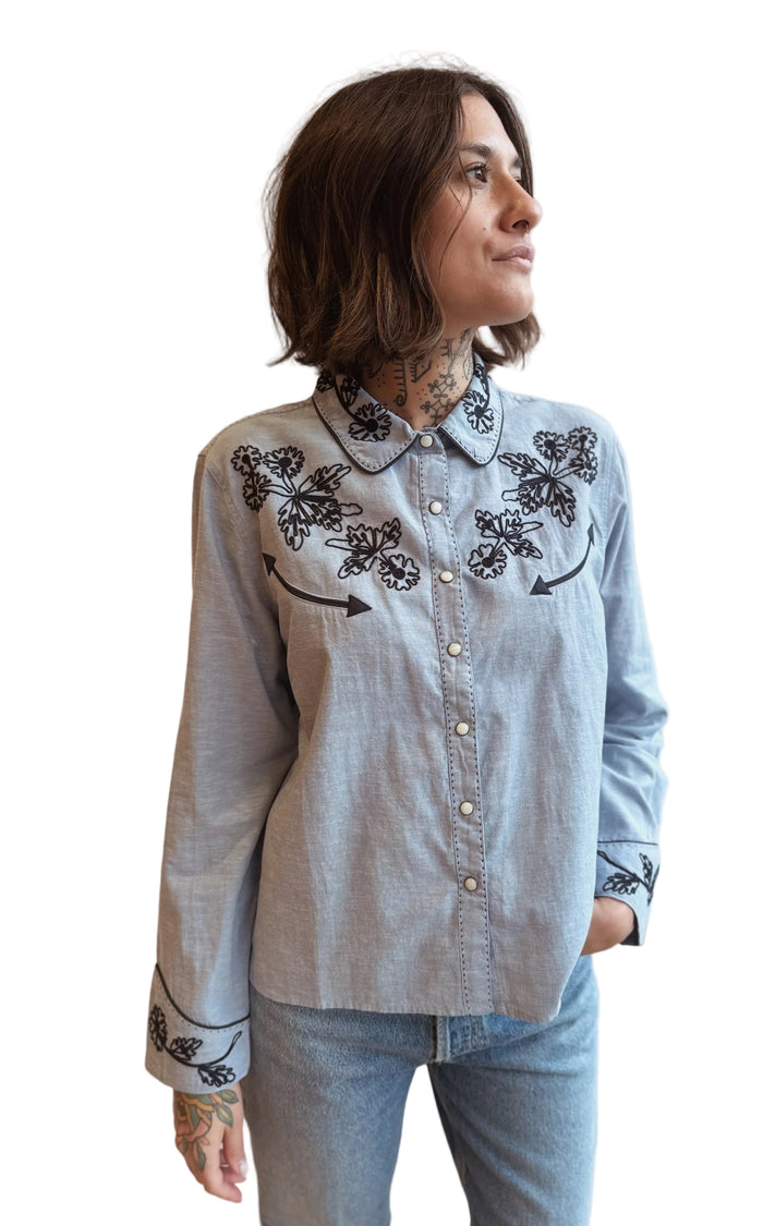 The Chambray Embroidered Western Shirt