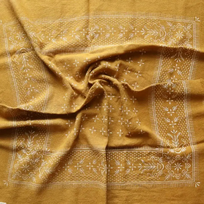 Desert Gold Raw Silk Dyed Bandana - white ink