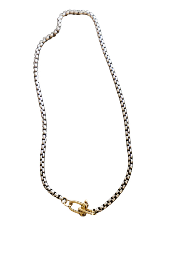 Nova Round Box Chain Necklace (small) - Gold/Silver