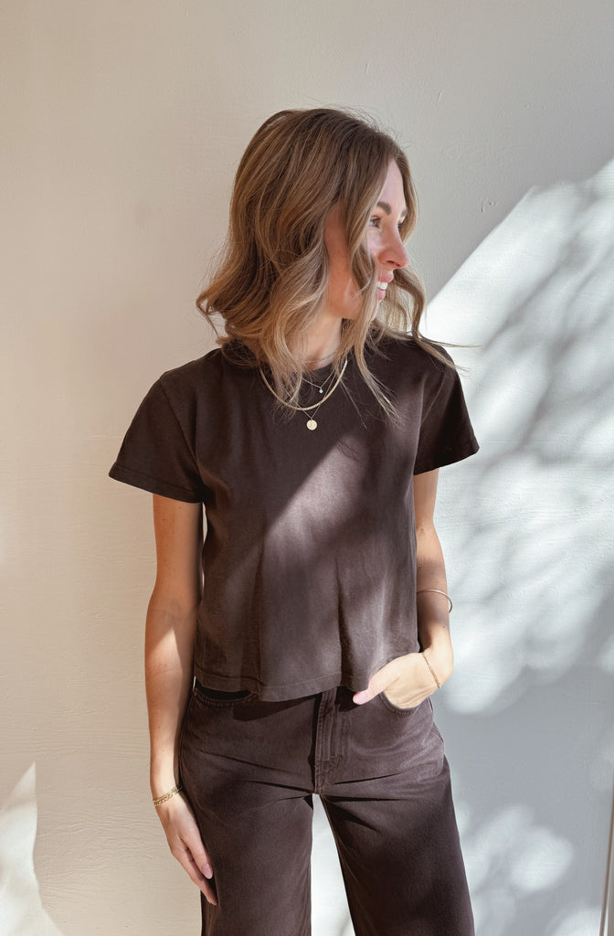 Ojai Cropped Tee in Coffee Bean