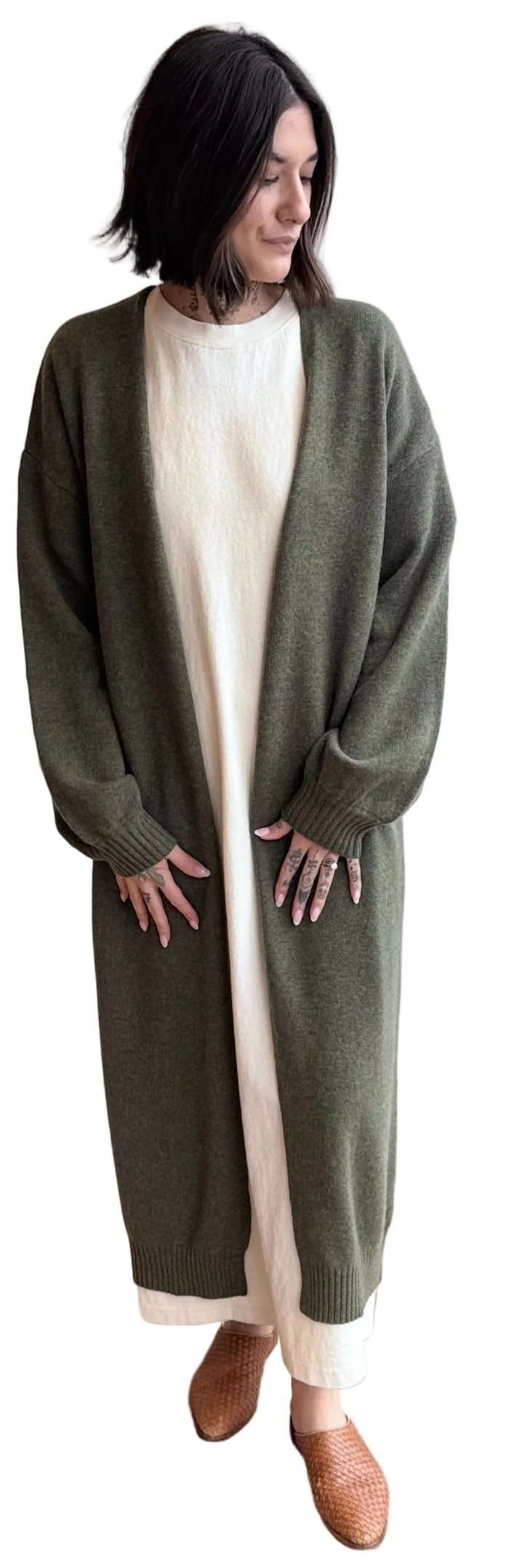 Marlow Long Cardigan in Fern