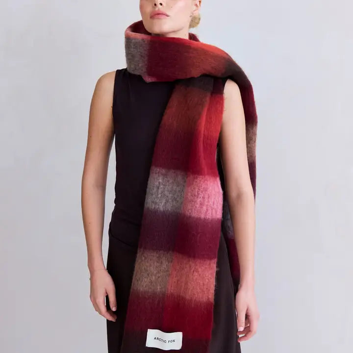 The Reykjavik Scarf in Burgundy Check