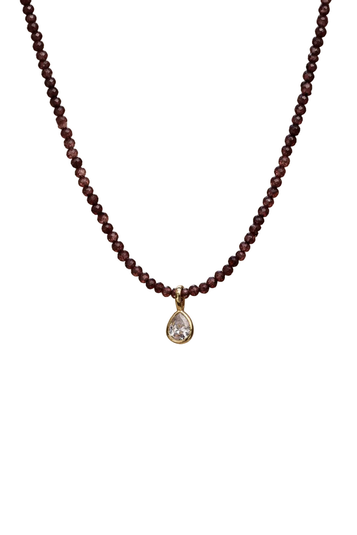 Smoky Burgundy Bezel Necklace