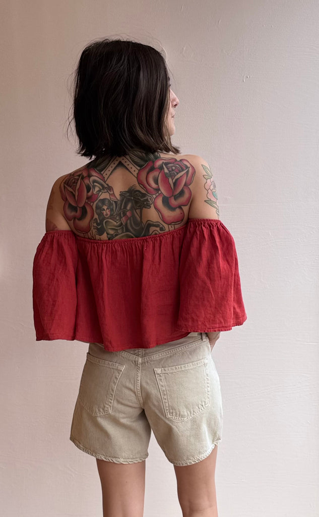Coco Linen Top in Pomegranate