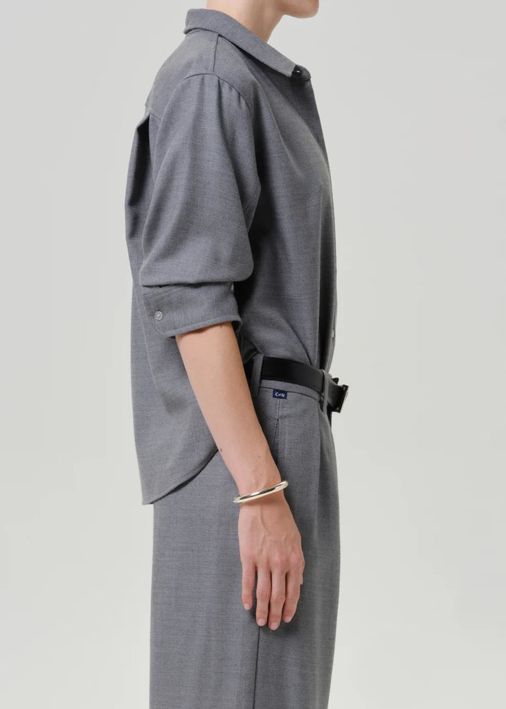 Kayla Shrunken Italian Wool Shirt in Gris