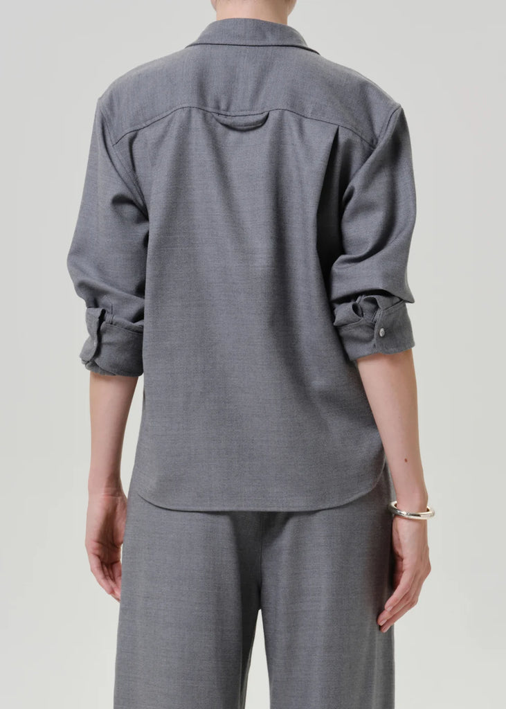 Kayla Shrunken Italian Wool Shirt in Gris