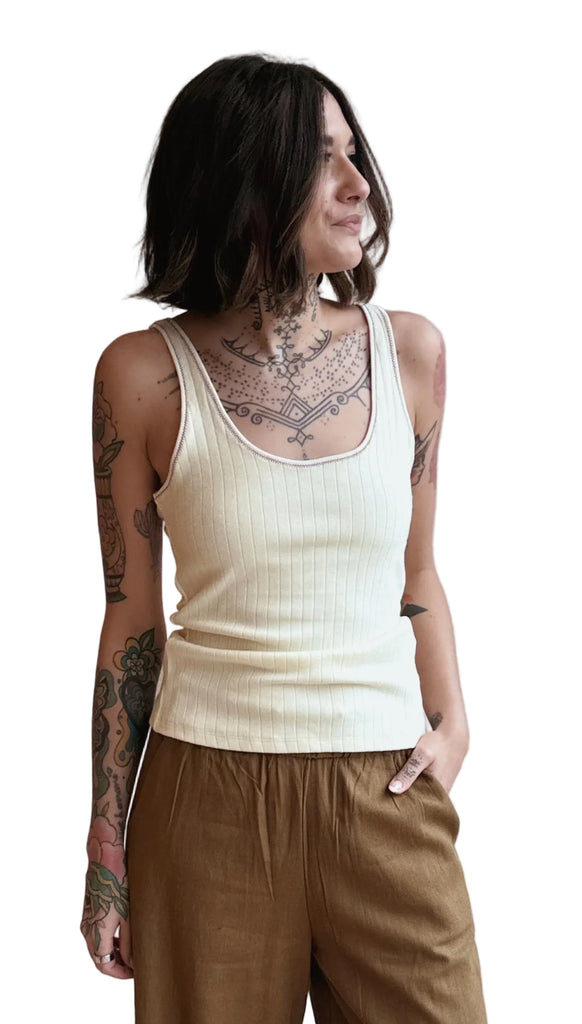 The Pippa Tank in Cream + Red
