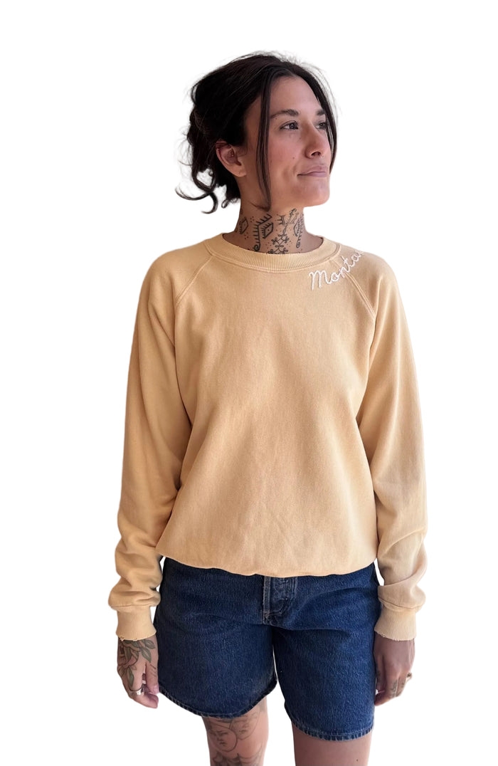 Vanilla embroidered Montana Sweatshirt - white thread