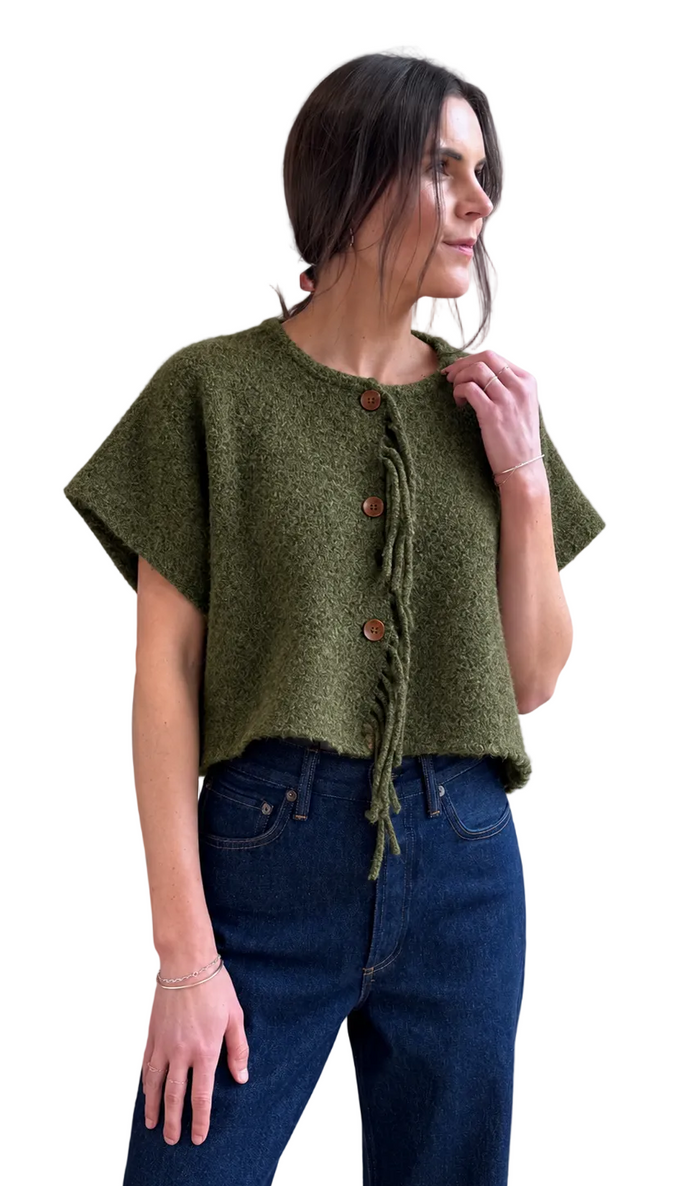 Rory Fringe Vest in Olive
