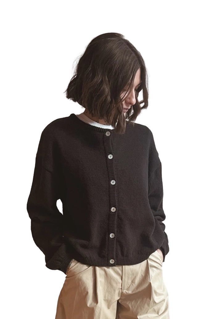 Cotton Leila Cardigan in Black