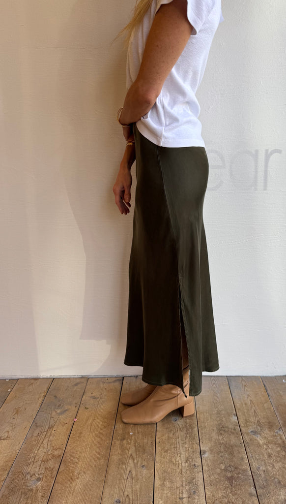 Slip Skirt in Dark Army