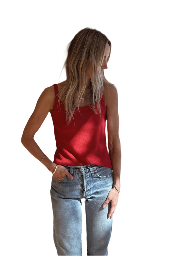 Pointelle Eve Cami in Red Apple