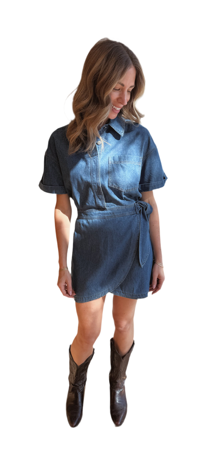 Denim wrap mini MAIZEY dress
