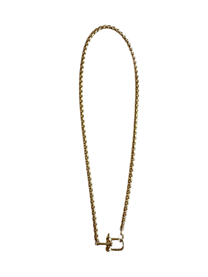 Nova Round Box Chain Necklace - Gold (large)
