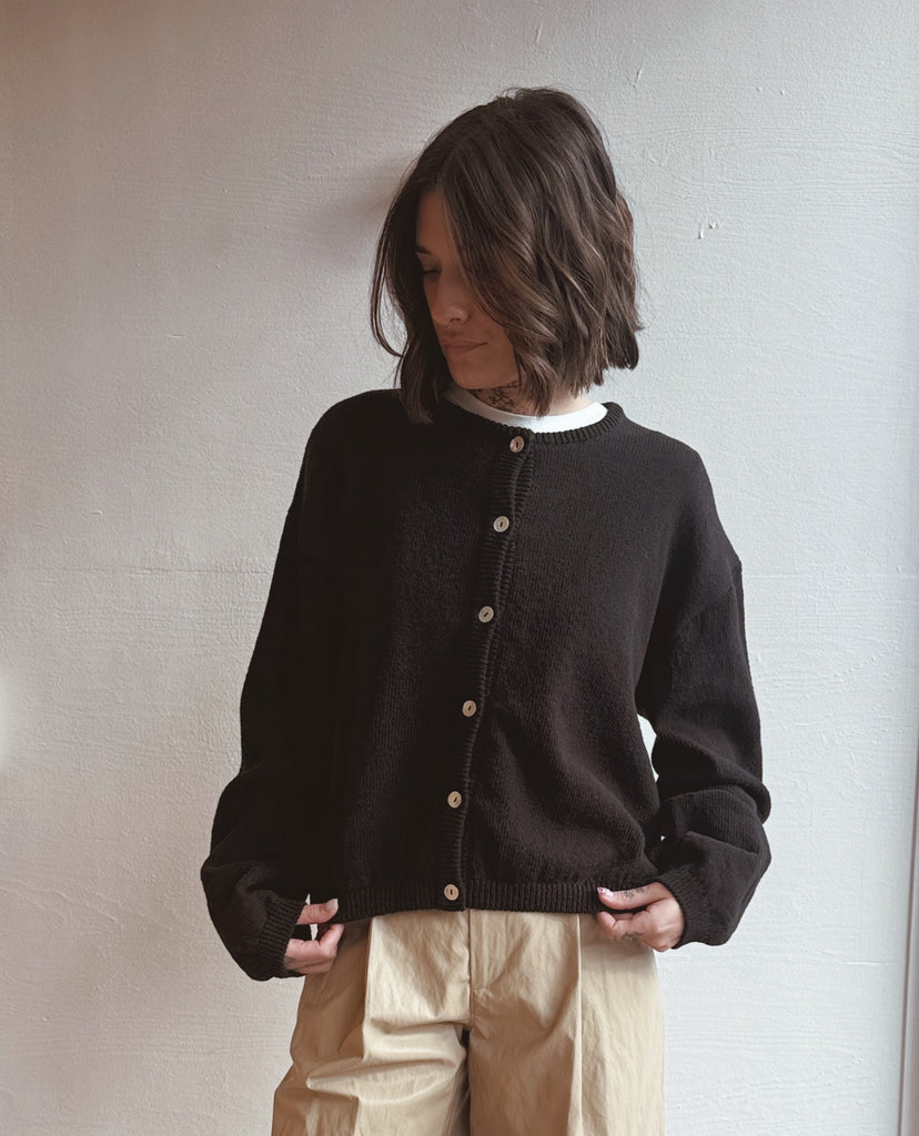 Cotton Leila Cardigan in Black