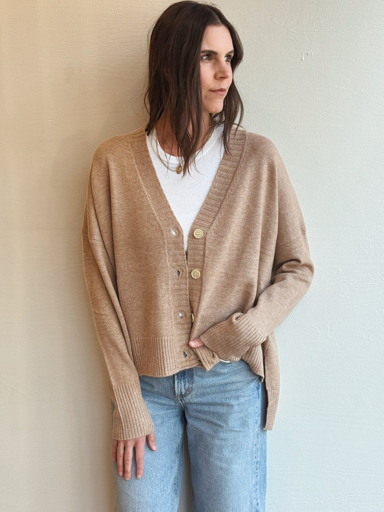 Camel wool button-up NOVA cardi