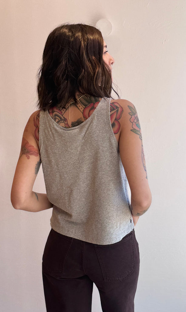 Heathered Crop Tank in Athletic Gray