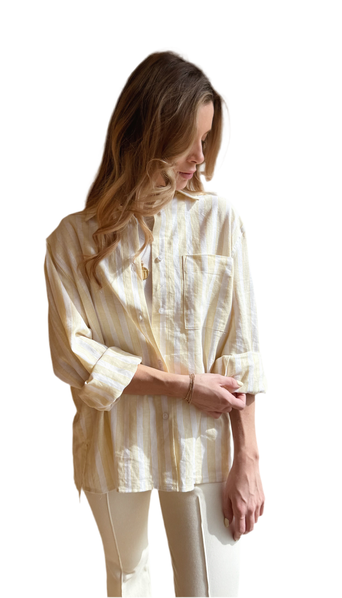 Butter striped SADIE linen button-up