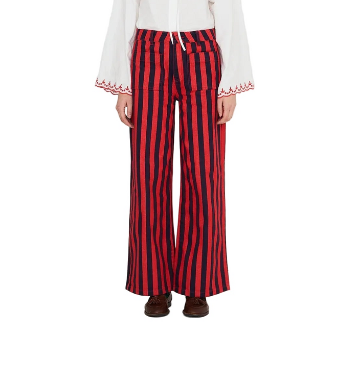 Striped denim pants