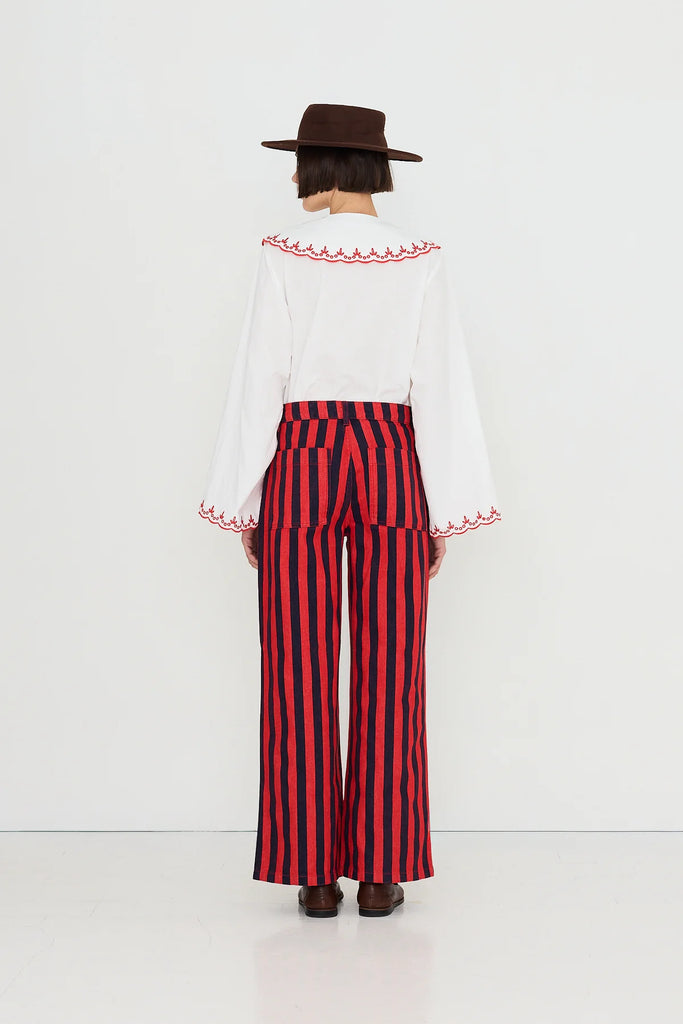 Striped denim pants