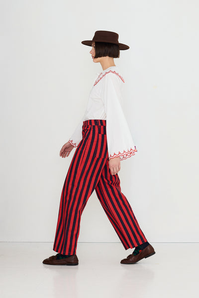Striped denim pants
