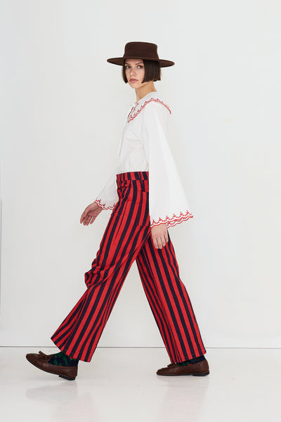Striped denim pants
