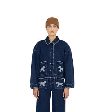 Embroidered Horses Denim Jacket