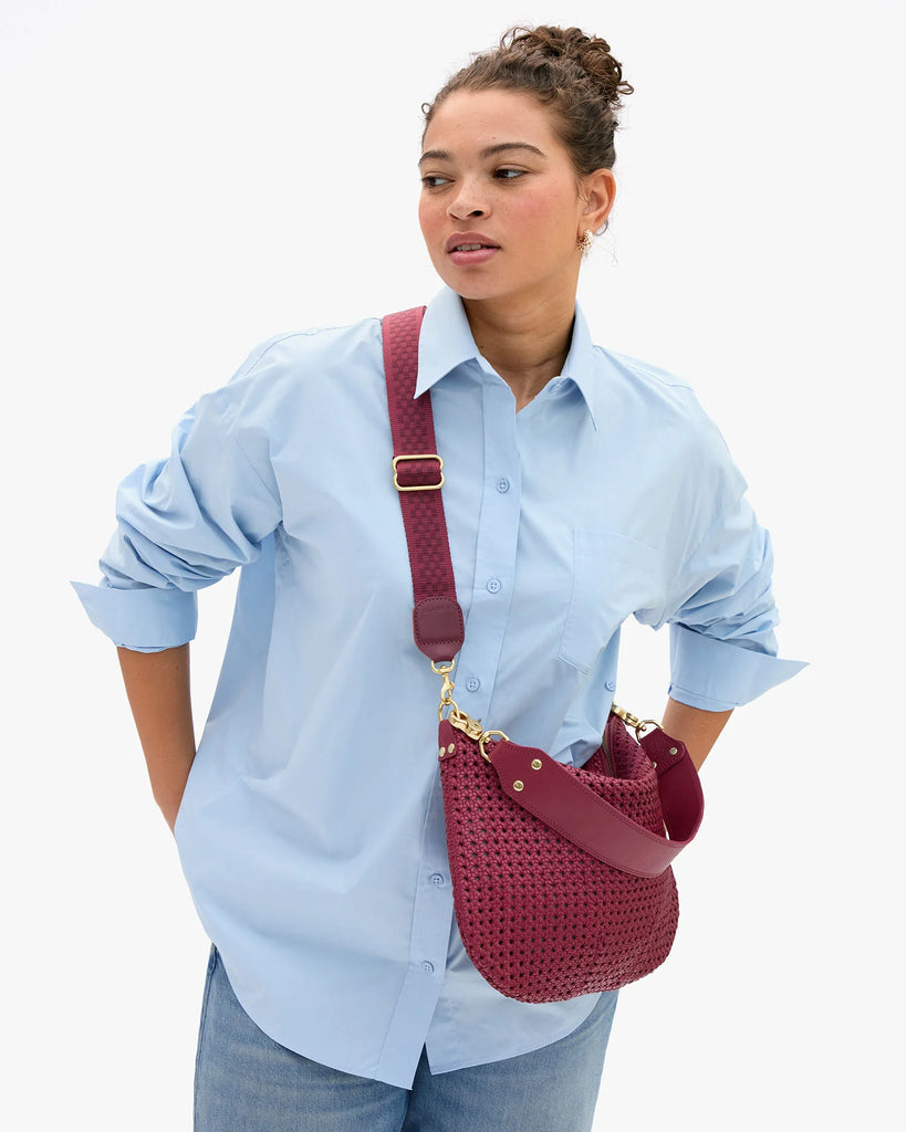 Adjustable Crossbody Strap in Plummy Checkered
