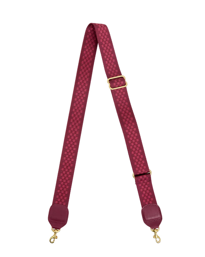 Adjustable Crossbody Strap in Plummy Checkered