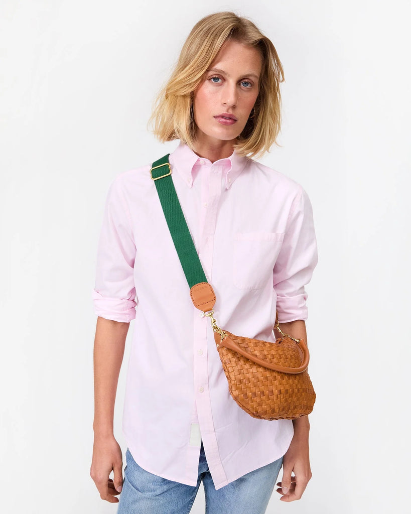 Adjustable Crossbody Strap cotton webbing in evergreen