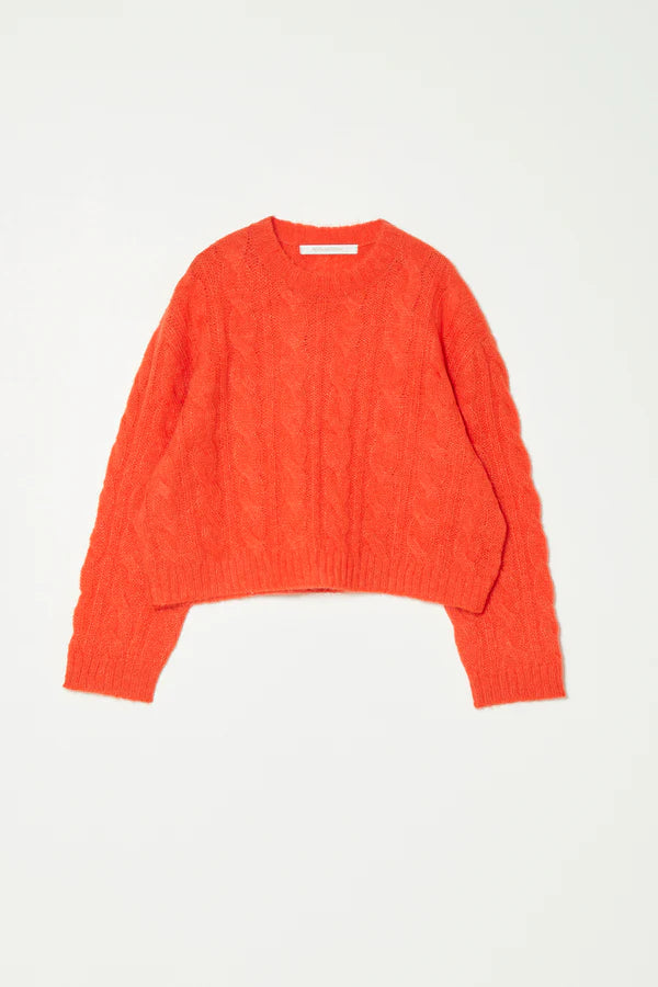 Red AGATA alpaca cable knit sweater