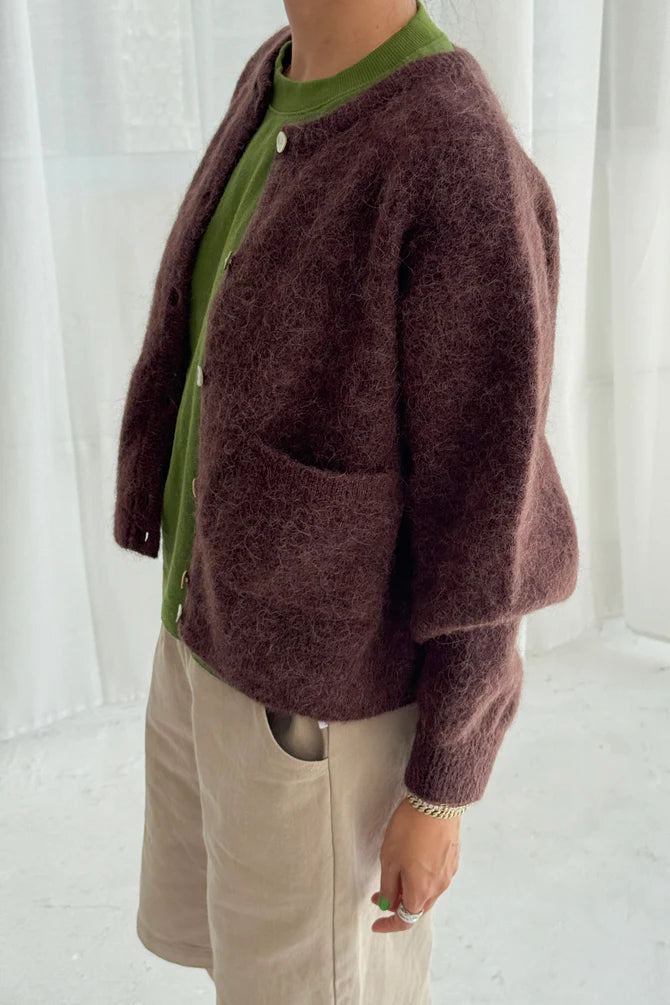 Amelie Alpaca cardi in chocolate