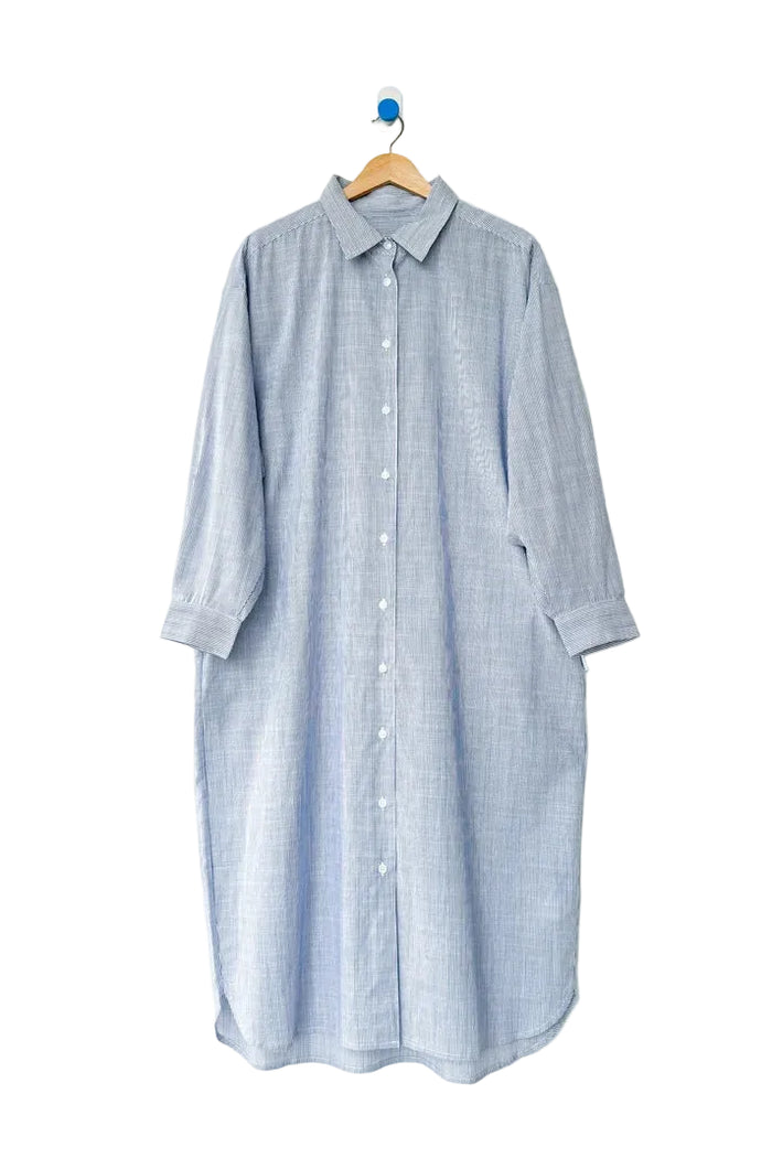 Artist Long Shirt - Blue Pinstripe