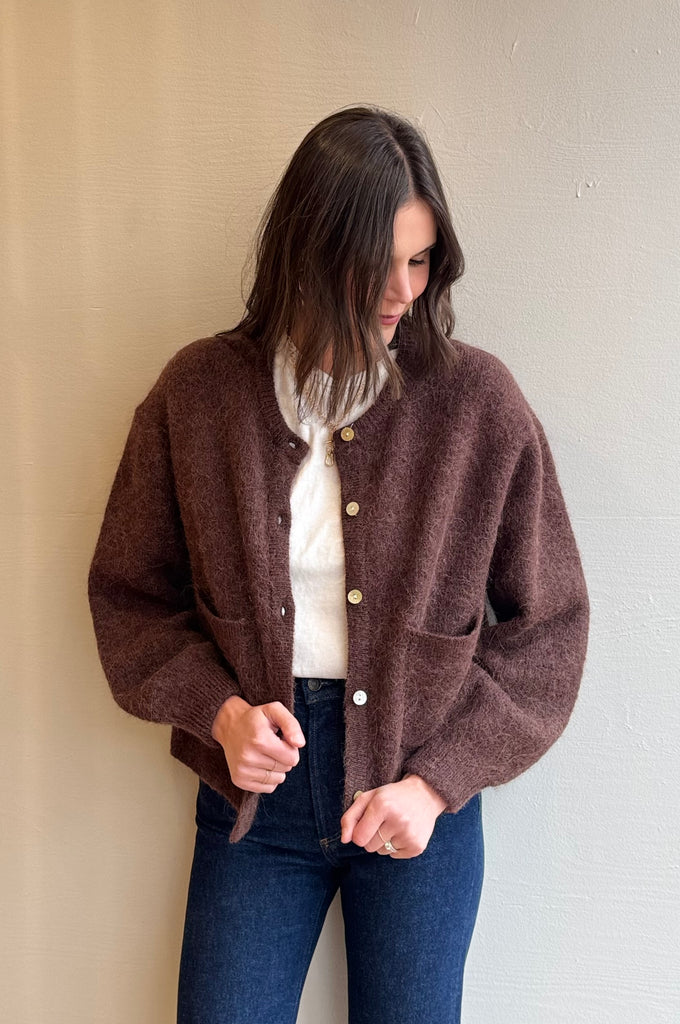 Amelie Alpaca cardi in chocolate