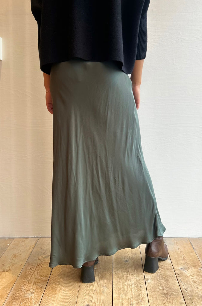 Cadence long silky skirt in marsh