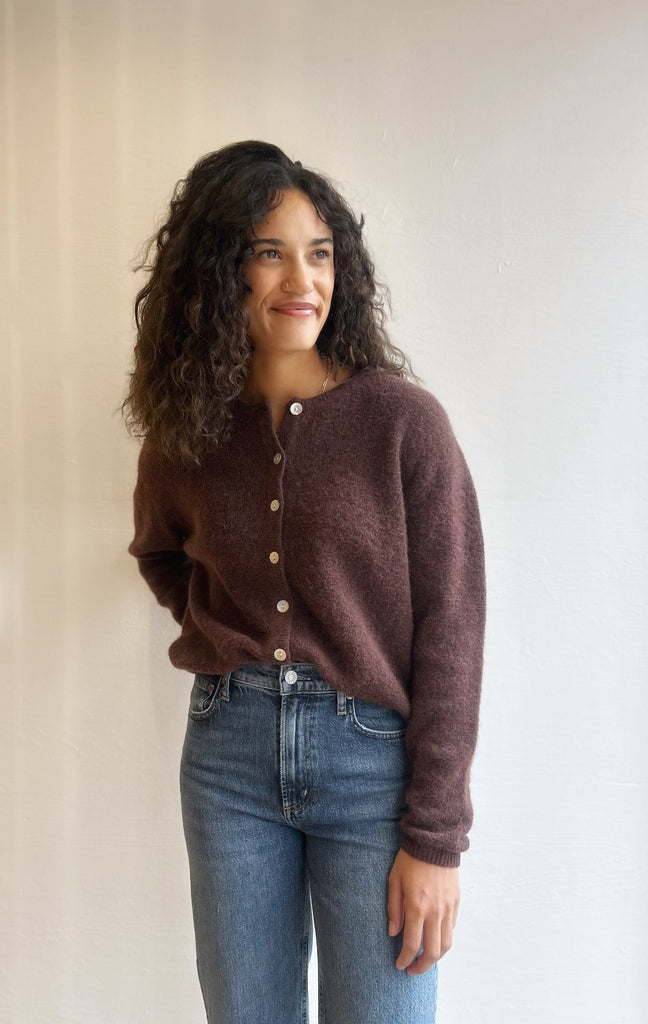 Vitow alpaca cardigan in choco melange