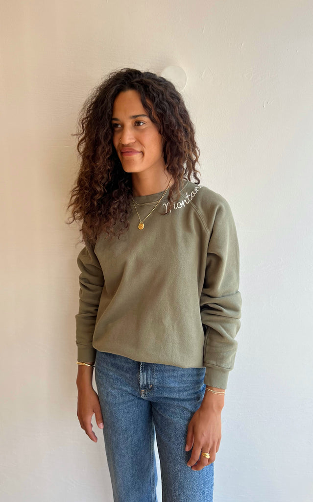 Olive embroidered Montana Sweatshirt